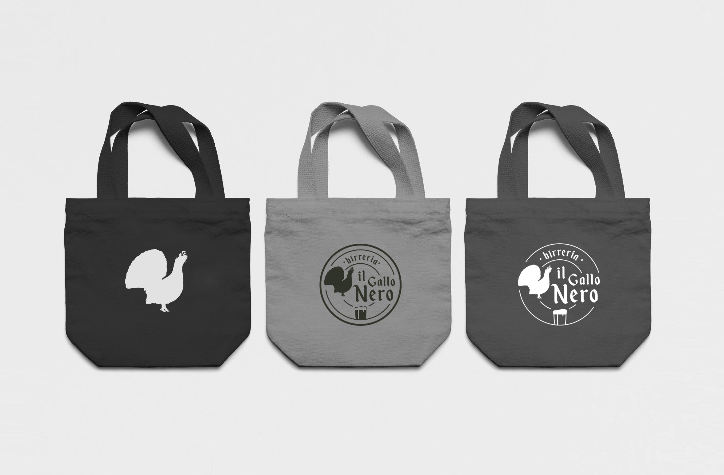 Il gallo nero birreria identity project by Francesco Belloli Designer Vicenza - bags