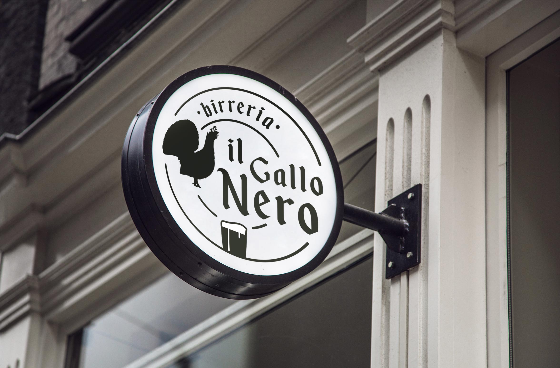 Il gallo nero birreria identity project by Francesco Belloli Designer Vicenza - external sign